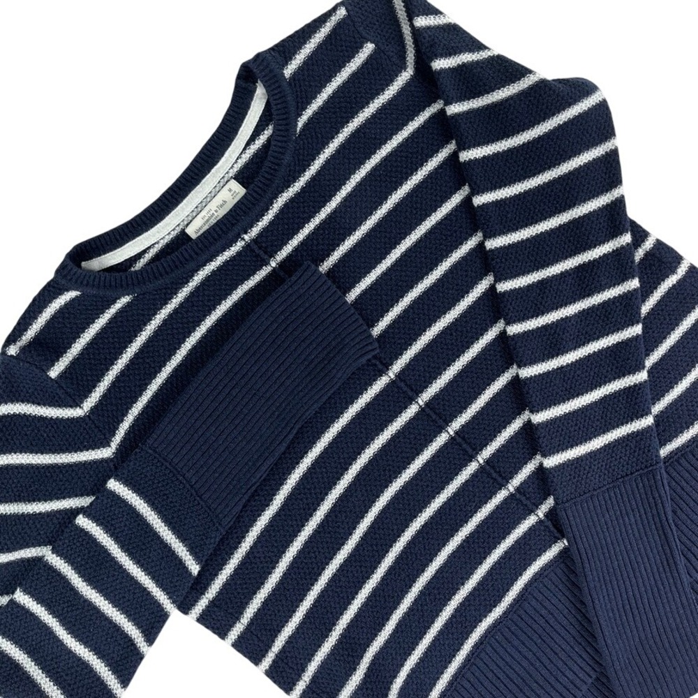 Abercrombie & Fitch Striped Sweater Womens M Navy White Nautical Crewneck Knit